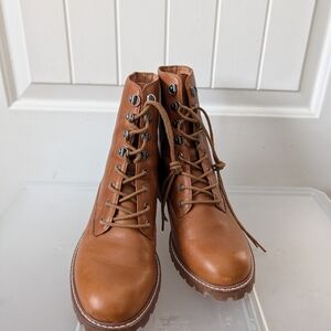 Madewell Brown Leather Lace-Up Boots
